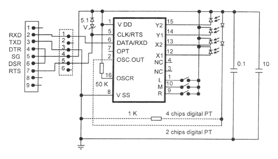 Принципиальная электрическая схема мыши с микросхемой ЕМ84530